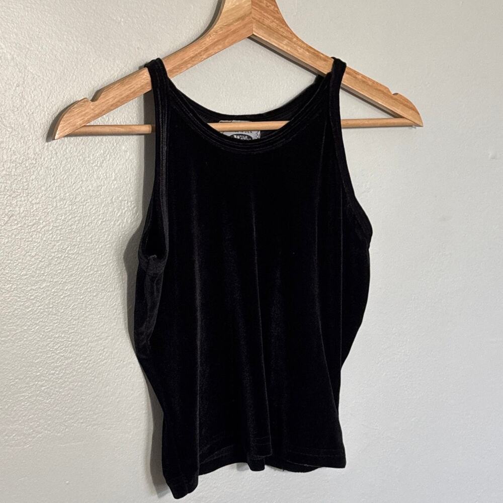 Women's Size M Wild Fire Clothing Co Vintage 90s Black Velvet Racerback Tank USA